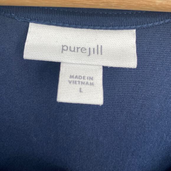 j. Jill Maxi Dress Woman's Large Blue Confetti Print Hem Knit Coastal TradMom - Picture 4 of 9